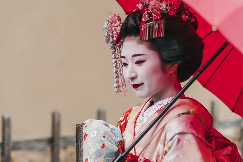 Gejša v Kjotu na Japonskem